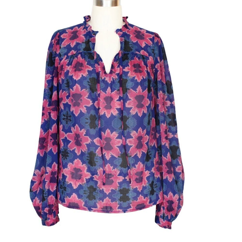 Banjanan Madison Top in Shibori Clamp Dye Blueprint